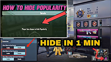 How to Hide Popularity in Pubg / Bgmi | Popularity kaise hide Karen pubg mein