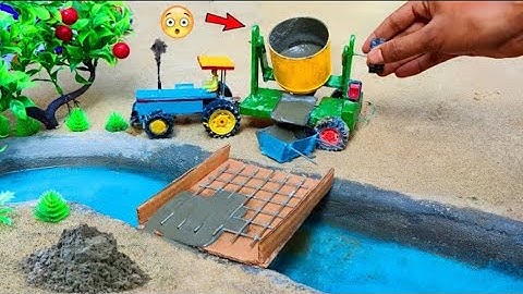 diy tractor making science project | concrete bridge | cow miniature | how to make slime@keepVilla
