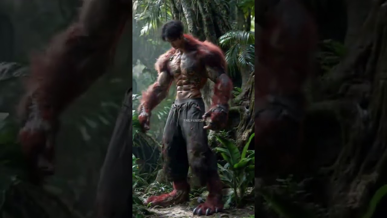 AI Fusion Hero ⚡ | Epic AI Short VideoHuman and Red Monkey Fusion 