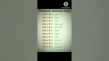 Notepad shortcut keys