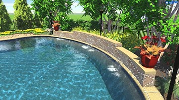 A Swimming Pool with a Water Feature