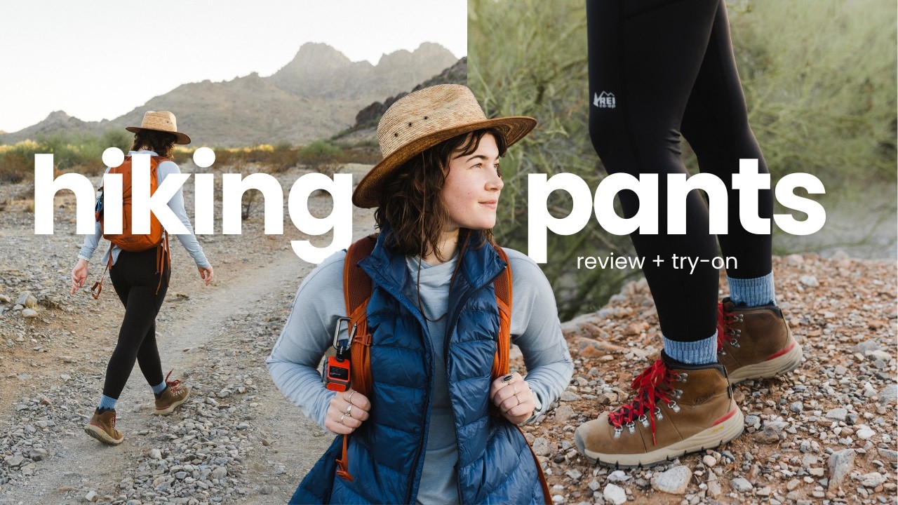 Woman wearing waterproof hiking pants on mountain trail