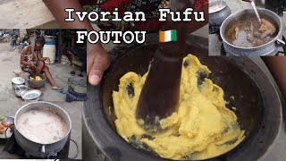 How Ivorians Make their fufu , FUFUO || preparing FOUTOU with SOUP , SAUCE || Côte d’Ivoire screenshot 4