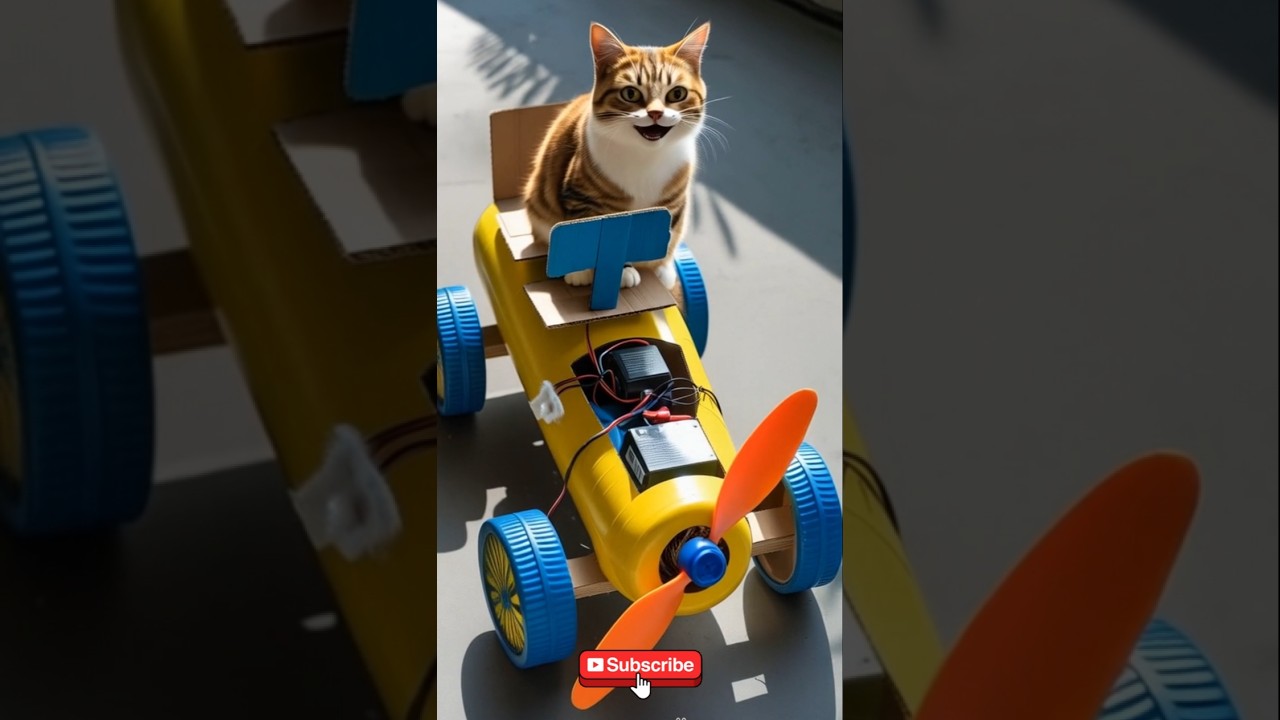 Cute adorarable cat adventure || cat riding a battery car