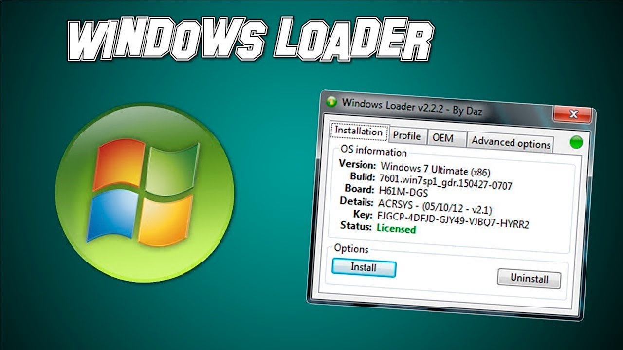 7601 активатор. Активатор Windows 7. Windows Loader by Daz для Windows 7. Активация виндовс 7. Активатор Windows 7 Loader by Daz.