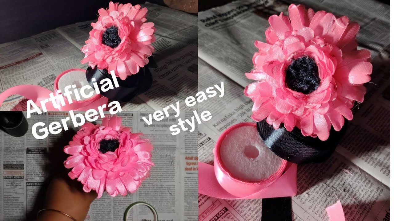 Artificial Gerbera with Ribbon. #art #artscraft #gerberaflower #diy @ARTANDCRAFTONPEAK 