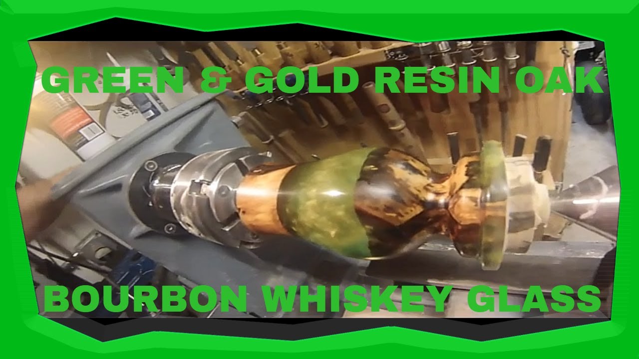 MAKING A GREEN RESIN AND OAK WOOD BOURBON WHISKEY GLASS