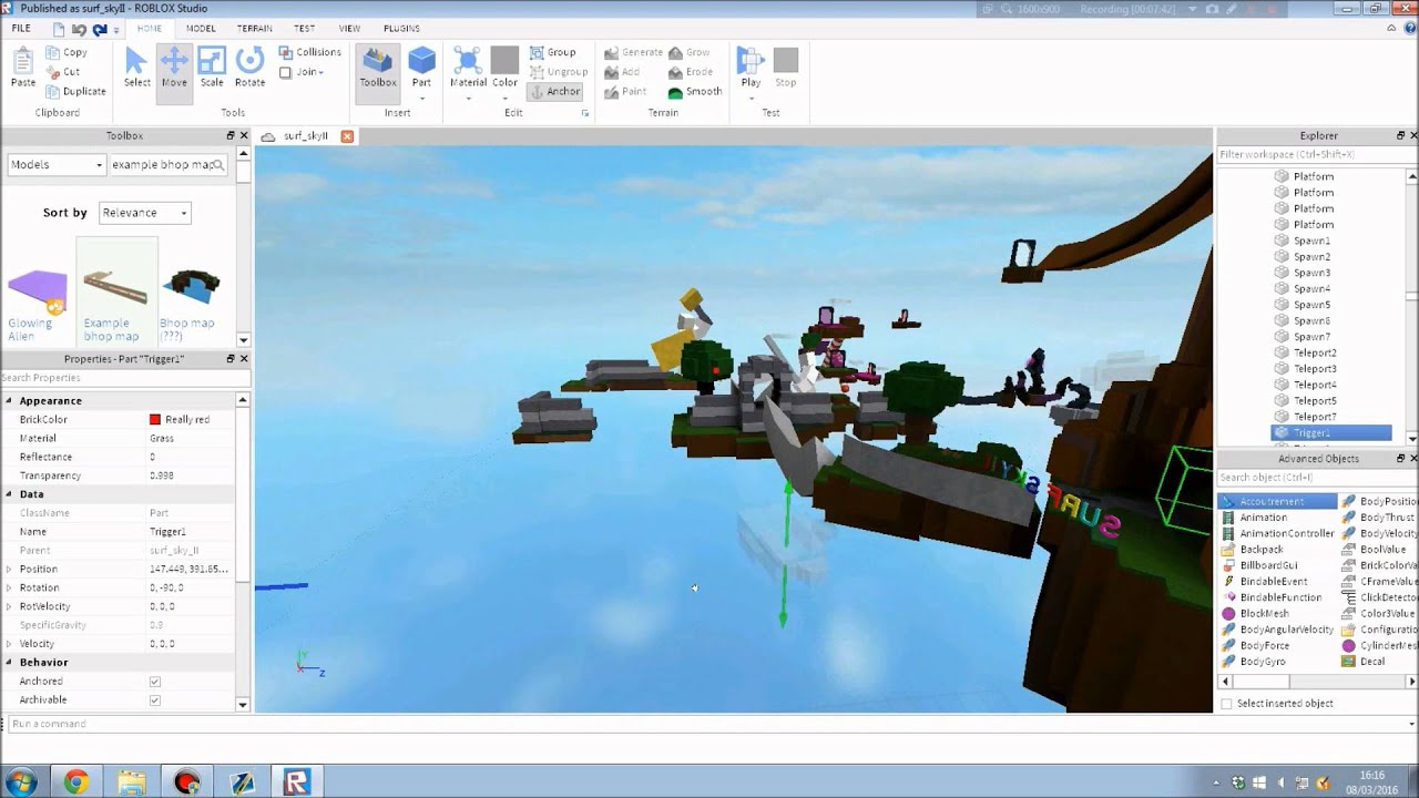 Roblox Surf Map Making Ep1 Basics Youtube - example bhop map roblox