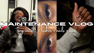 MAINTENANCE VLOG| Wig Install, Lashes, Nails, Wax, Eyebrows