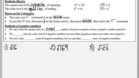 Math 119 : 8.1 #1, #2, #3 (Intermediate Algebra Tutorial : Simplifying Roots)