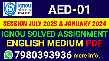 AED 1 Solved Assignment 2023-24 English, AED 1 Solved Assignment 23-24, AED-01 Assignment