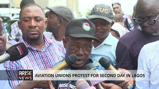 AVIATION UNIONS PROTEST FOR SECOND DAY IN LAGOS