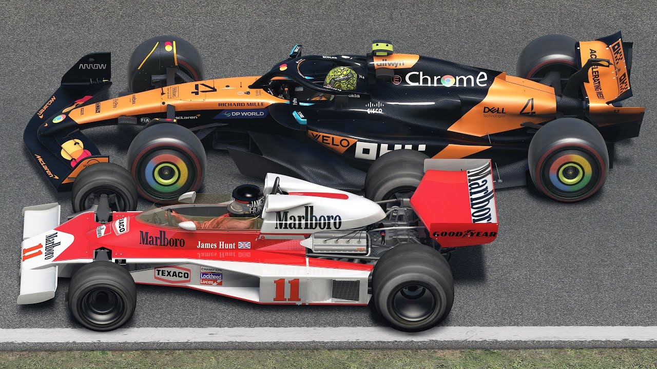 Lando Norris vs James Hunt | McLaren-Mercedes MCL39 2025 vs McLaren-Ford M23 F1 1976 | F1 at Monza