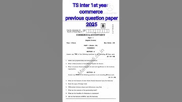 TS Inter 1st Year Commerce & Accountancy 2025 | Last Year Question Paper | Most Important for Exams