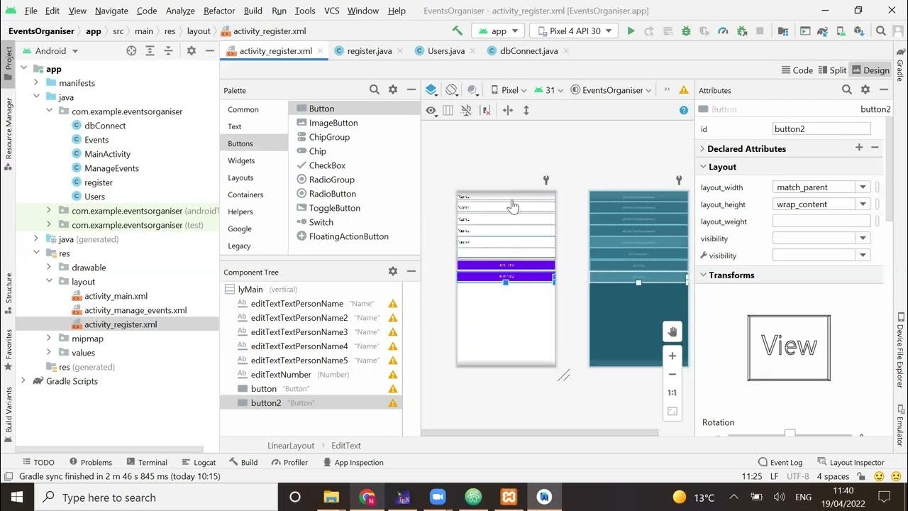Java Events Organiser Part 2 Layout - YouTube