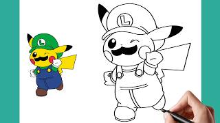 COMO DESENHAR PIKACHU FANTASIADO DE LUIGI (PIKACHU PONCHO) -  POKÉMON - COMO DESENHAR POKÉMON