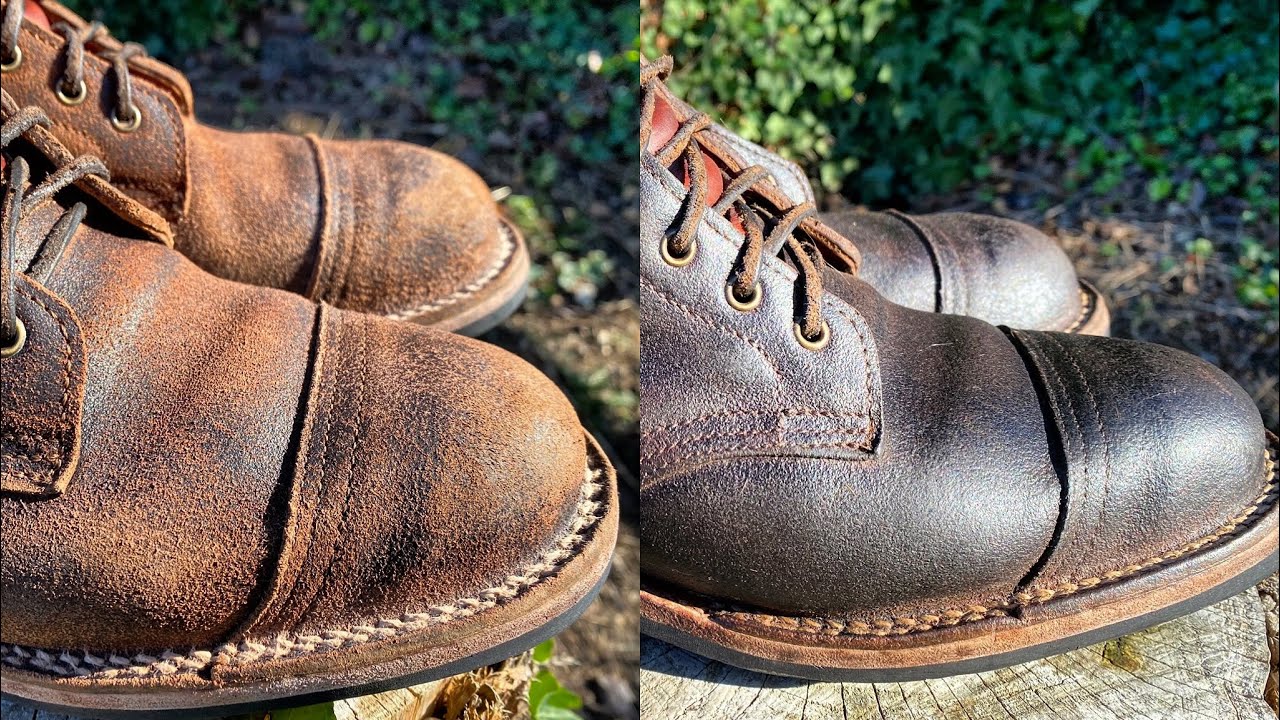 Brown boots to black boots is done easily. Just leather dye and polish is  needed.