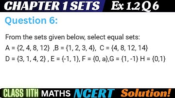 Class 11 Ex 1.2 Question 6 Math | sets  | Q6 Ex 1.2 Class 11 Math | ex1.2 q 6 Class 11 math
