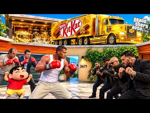 100 Mafia Gangsters ATTACKED Franklin & Shinchan’s House in GTA 5! 🚨💥