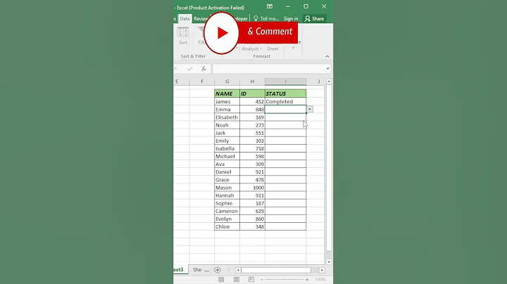 Data Validation in Excel ||#Shorts