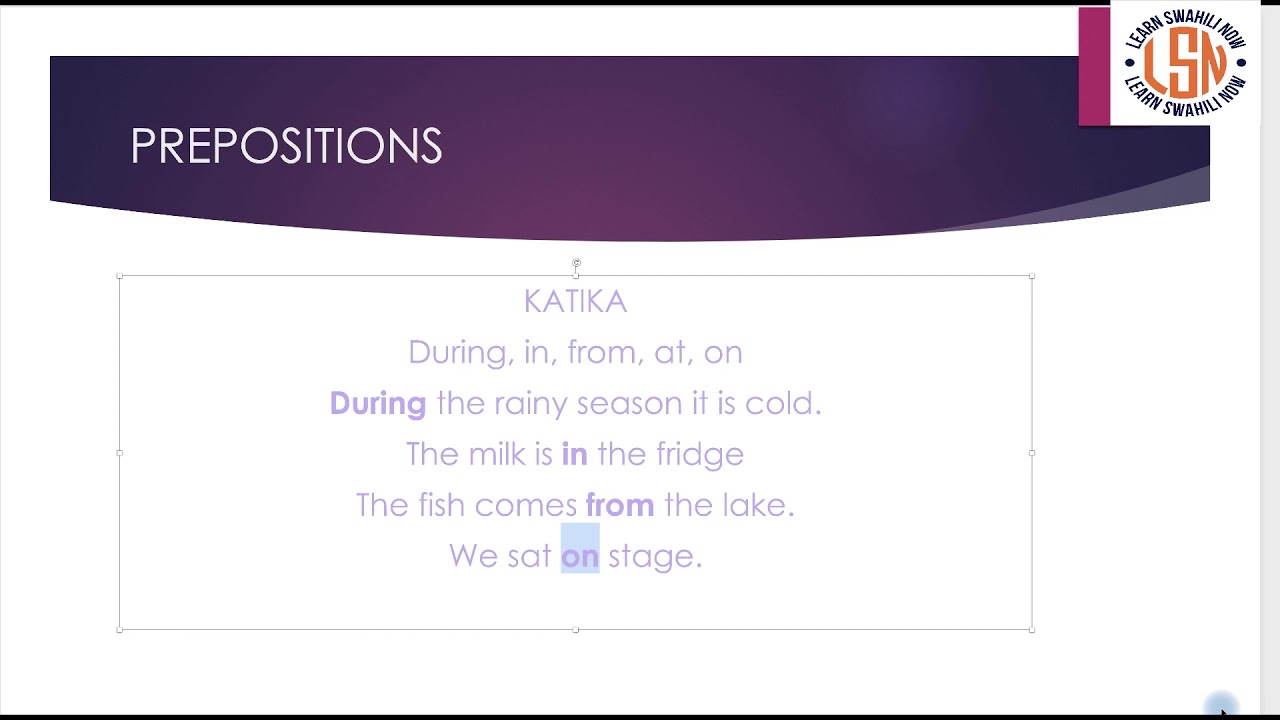 Grammar Monday: Swahili Prepositions.