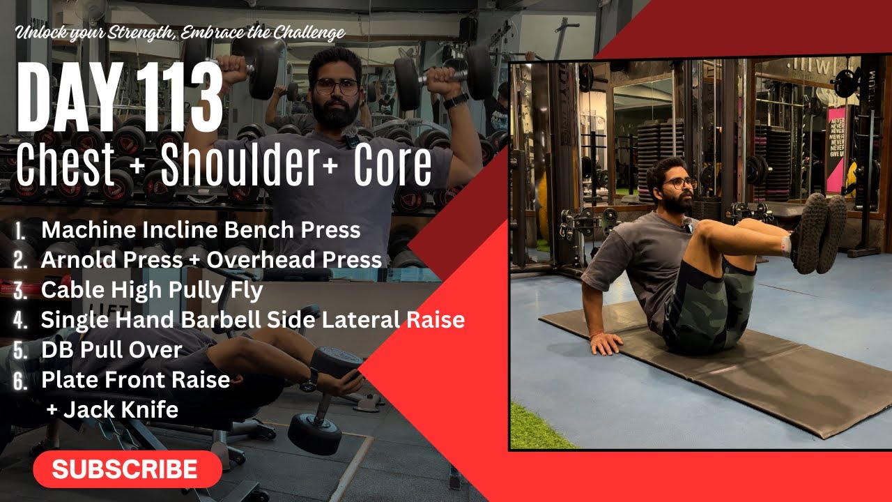 Day 113 | Endurance Training | Chest + Shoulder+ Core | Beginner to ...