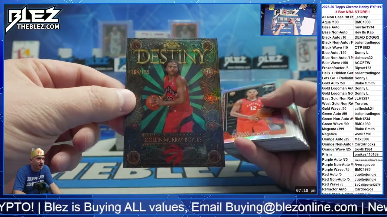 2025-2026 Topps Chrome Hobby 3 Box BREAK #17 Pick Your Parallel