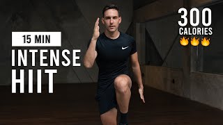 15 Minute Intense HIIT Workout For Fat Burn \& Cardio (No Equipment, No Repeat, Home Workout)