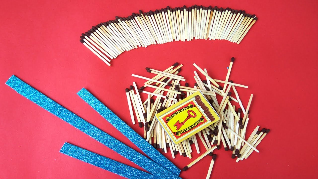 Matchstick Craft How to Make DIY Wall Hanging from Glitter Paper