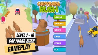 Capybara Rush Gameplay Level 1 - 10 (iOS & Android Capybara game)