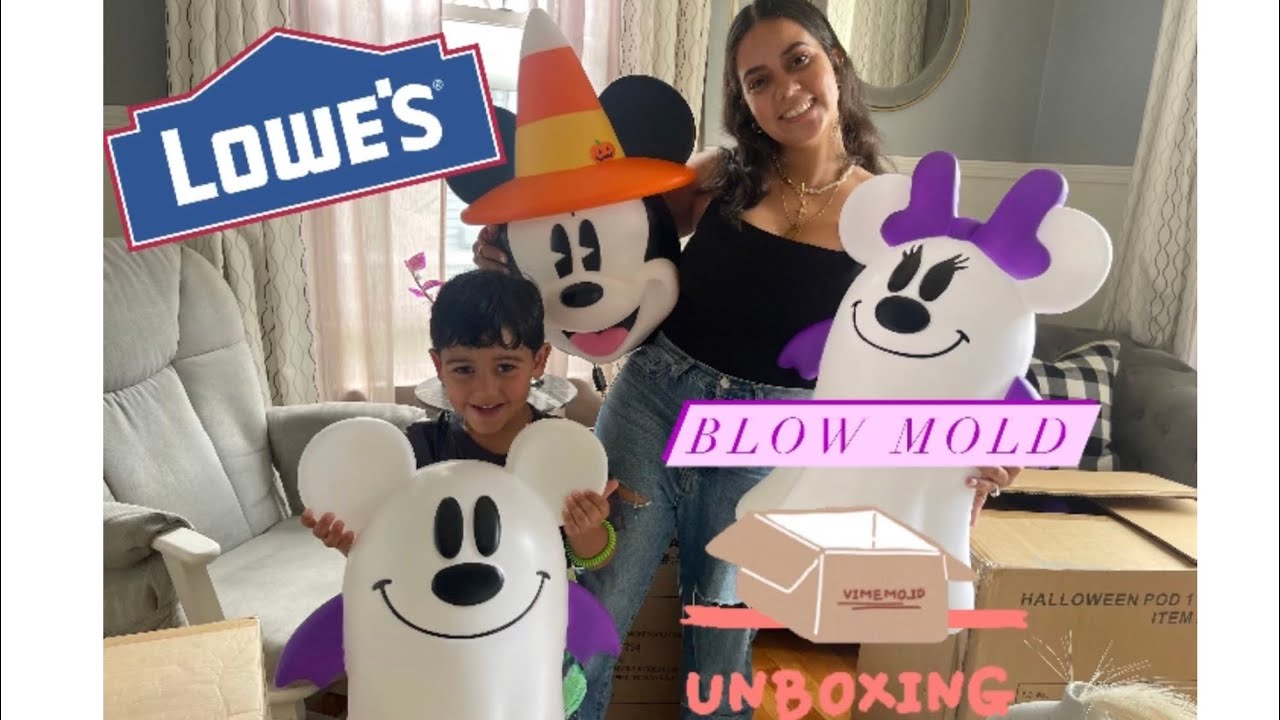Lowes Mickey, Minnie Ghost Halloween 2023 Blow Molds unboxing Candy Corn 