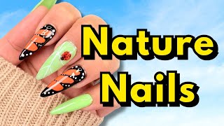 DIY Trendy Leaf and Monarch Butterfly Nail Art With Me!