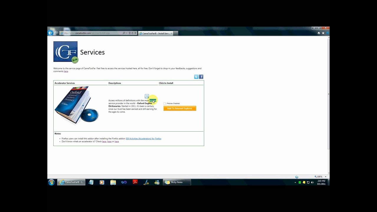 Oxford Dictionary Service - IE Accelerator