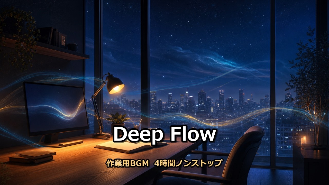 【作業用BGM】夜景を眺めながら没入する、Deep Flow ミュージック|4時間 #ディープワーク #集中用BGM #勉強用BGM
