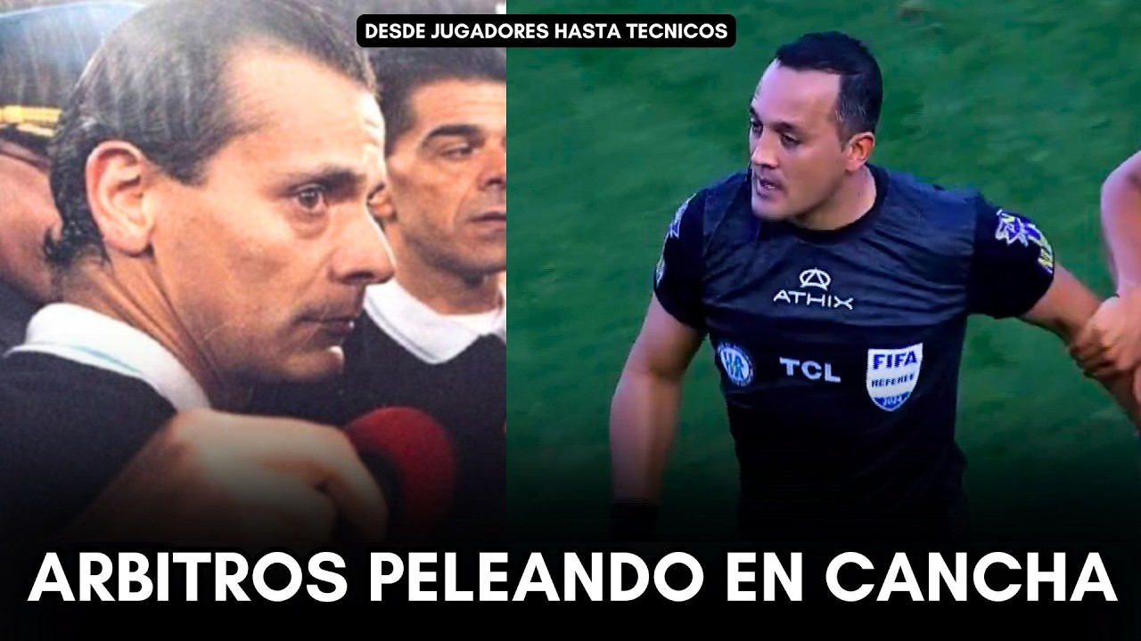 ARBITROS PELEANDO CON JUGADORES, DT y PERIODISTAS en el FUTBOL ARGENTINO