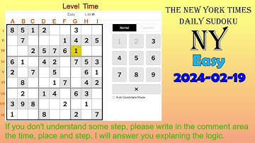 The New York Times Daily Sudoku 2024-02-19 Easy