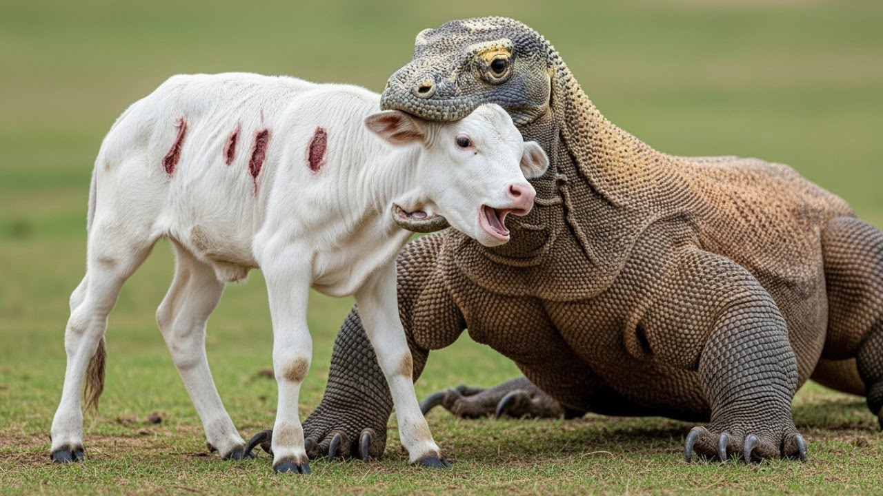Komodo Dragon vs Baby Cow: The Jungle Ambush | Epic Animal Clash