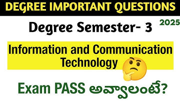 Degree Semester 3 - ICT Most Important Questions UNIT-WISE Weightage Degree Skill Course Exams 2025