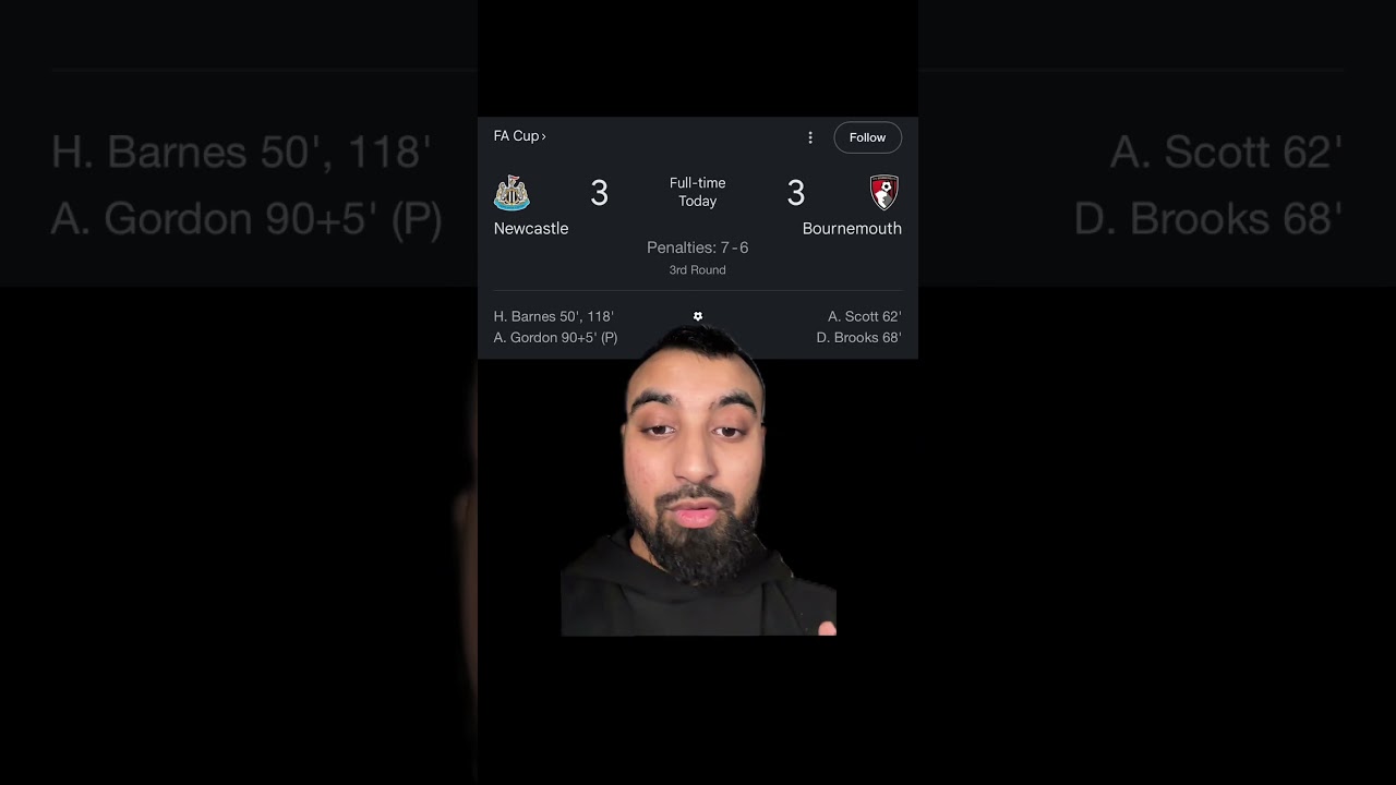 Newcastle 7-6 Bournemouth full time reaction highlights penalties 