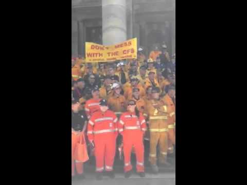 CFS volunteers rally on steps of Parliament House