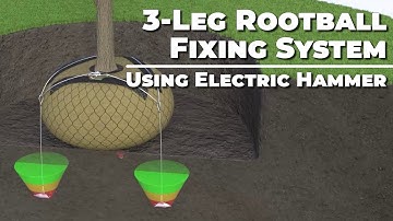 Tree Stabilization using 3 Leg Rootball Fixing System with Electric Hammer RF1P/RF2P