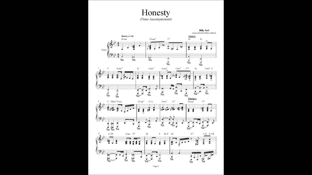 Billy Joel - Honesty (Piano Accompaniment) - YouTube
