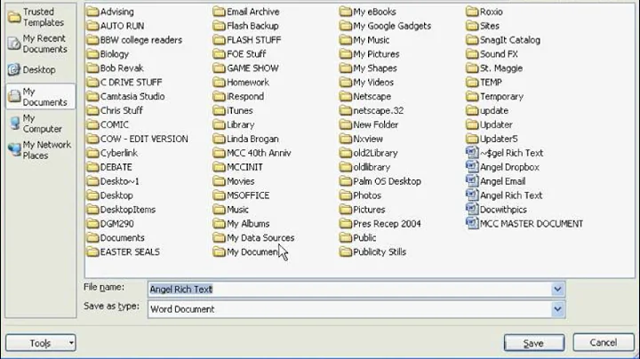 How to save a document in rich text format (.rtf)