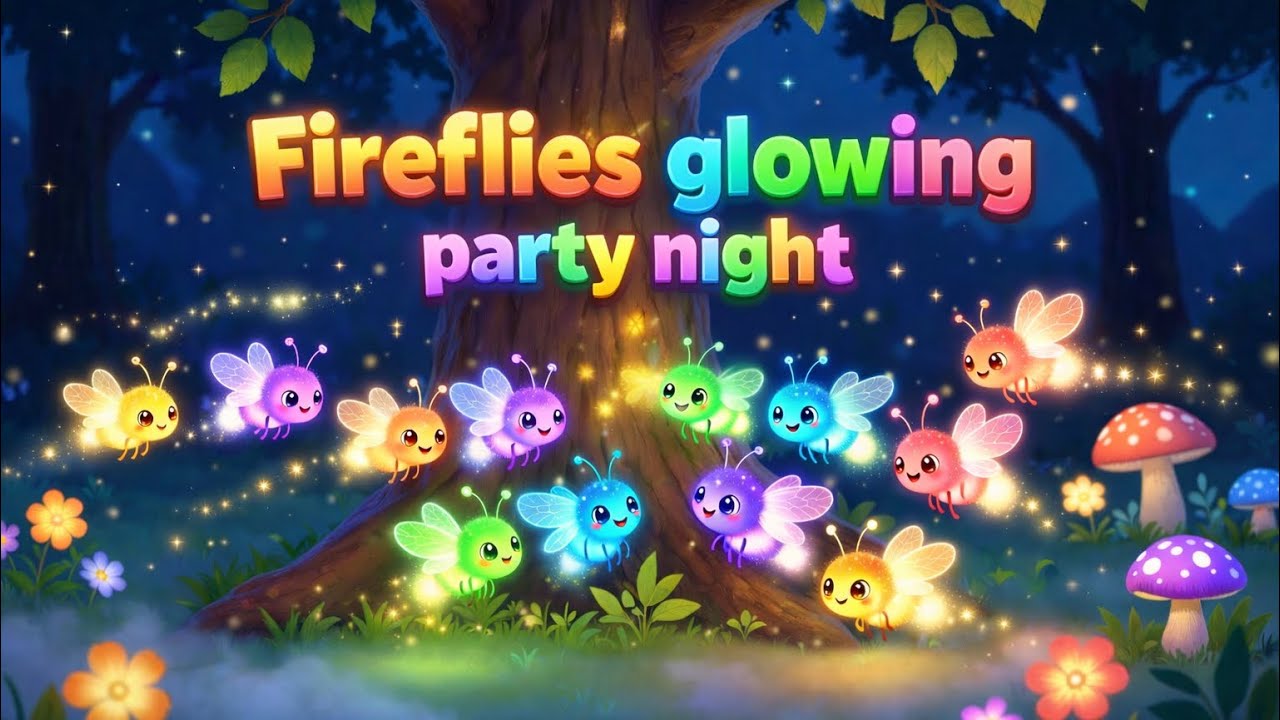 Fireflies’ Glowing Party Night 🌟 | Magical Rhyme for Kids | Mini Machas