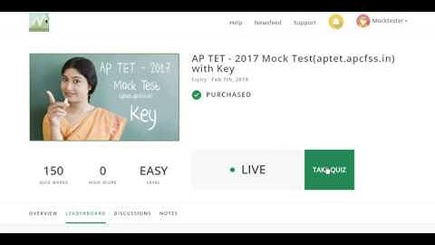 Key and Practice test for AP TET 2017 Official Mock test availabe at(aptet.apcfss.in)