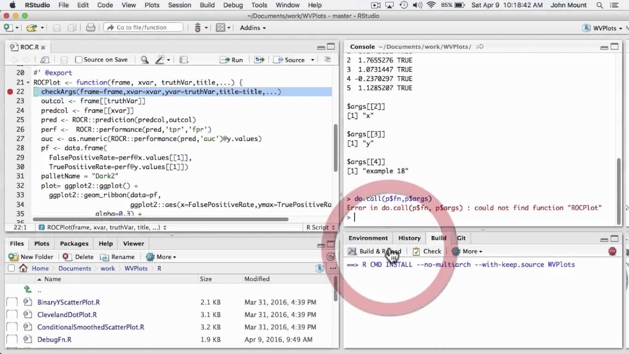 Debugging R code using R, RStudio and wrapper functions