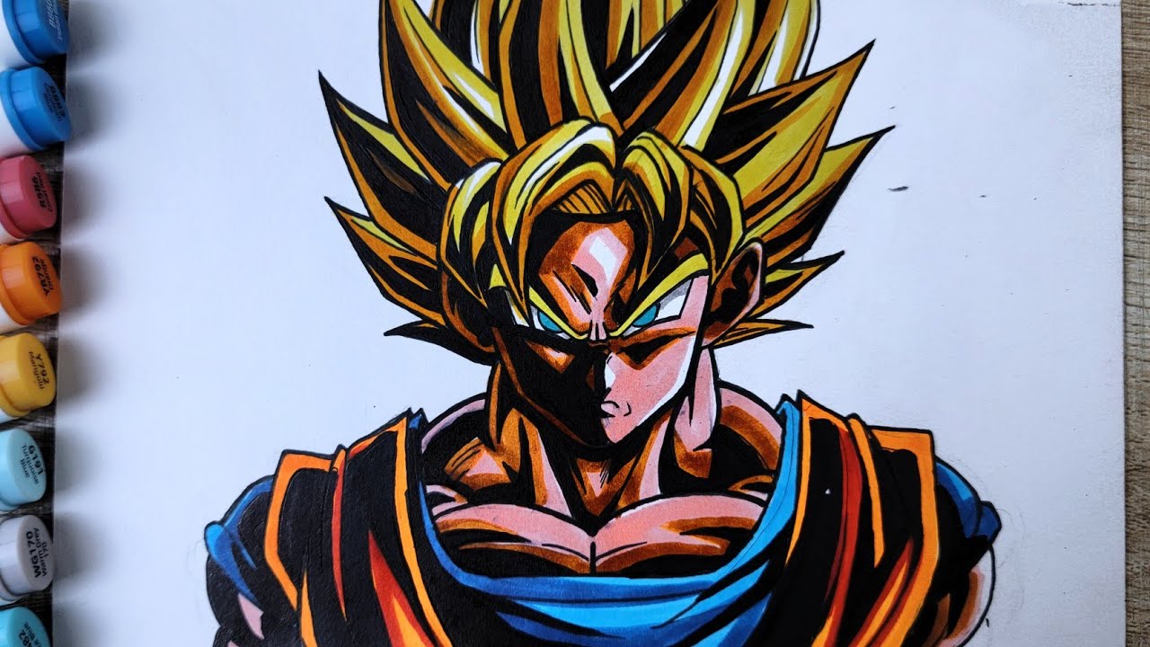 How to Draw Goku Super Saiyan Death Stare-Step by step Drawing tutorial ...