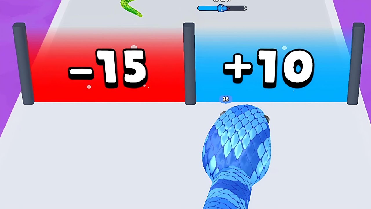 В игре Snake Run Race скорость увеличивается с ростом количества собираемых предметов (прохождени...