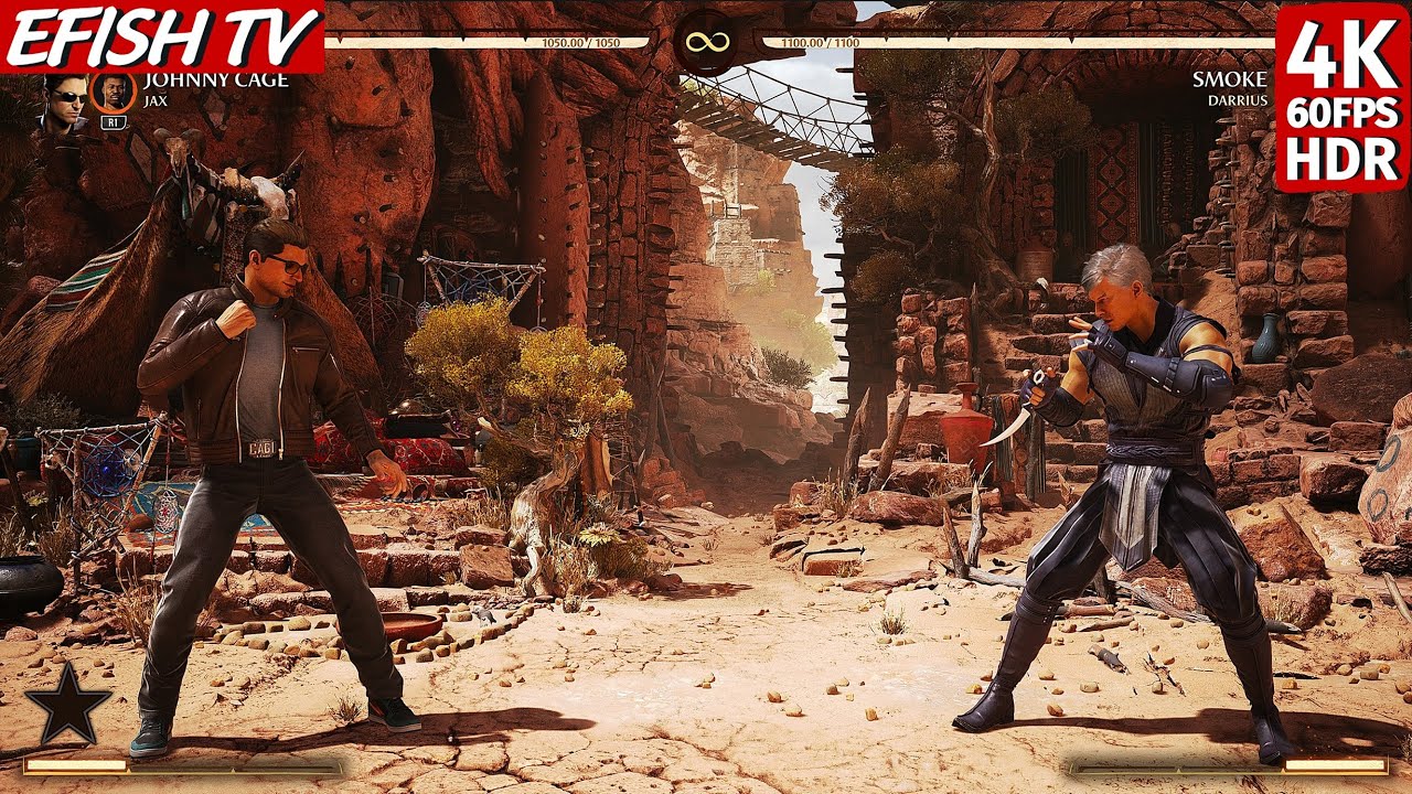 Фильм MK2 Джонни Кейдж против Смоука (Самый сложный ИИ) - Mortal Kombat 1