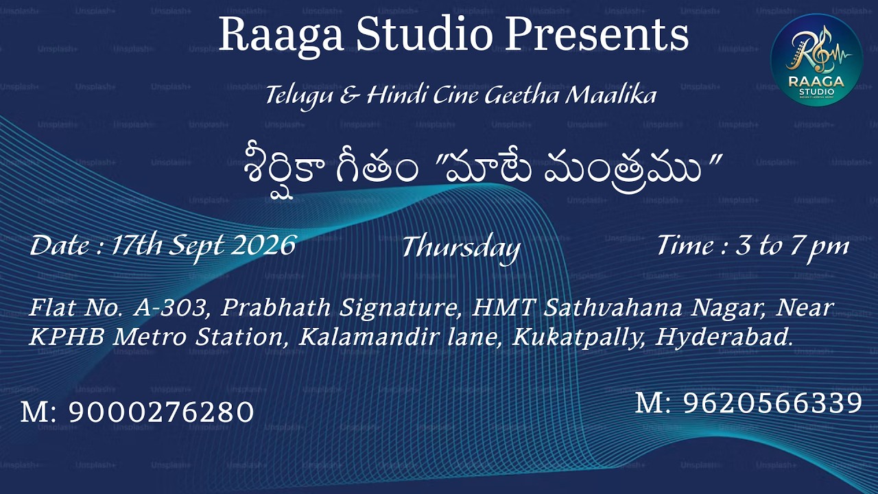 Raaga Studio Presents event on 17th Sept 2026 @raagastudioshyd raaga